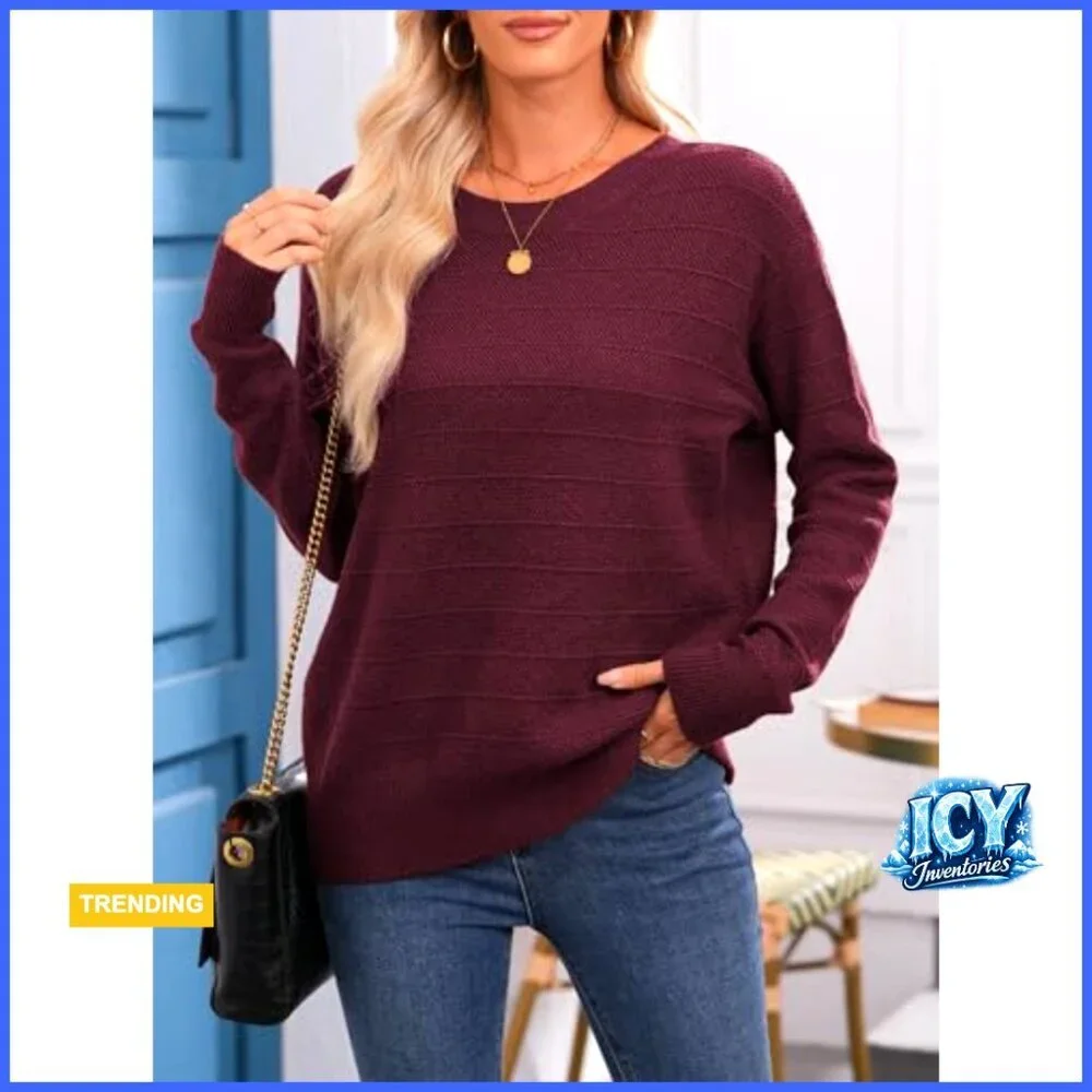 Long Sleeve Knit Pullover Sweater with Back Bow Knot Detail